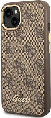 Guess Vintage Gold Logo Plastic Back Cover Brown (iPhone 14 Plus)
