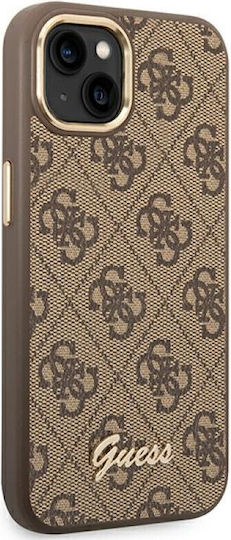 Guess Vintage Gold Logo Umschlag Rückseite Kunststoff Braun (iPhone 14 Plus)