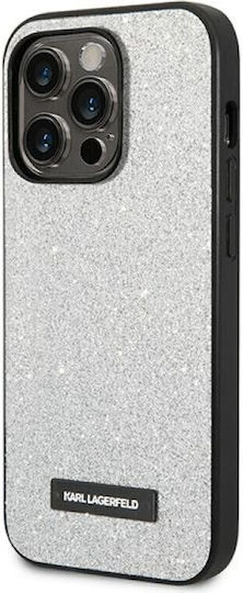 Karl Lagerfeld Glitter Plaque Logo Back Cover Silicone Silver (iPhone 14 Pro Max) KLHCP14XG2ELS