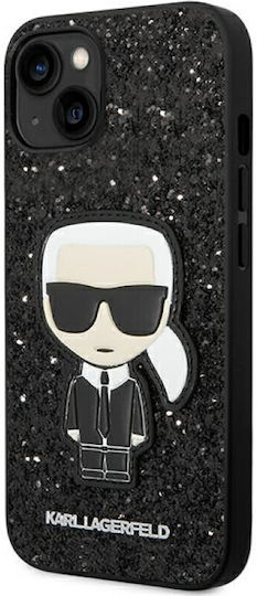 Karl Lagerfeld Glitter Flakes Ikonik Back Cover Plastic / Silicone Black (iPhone 14 Plus)