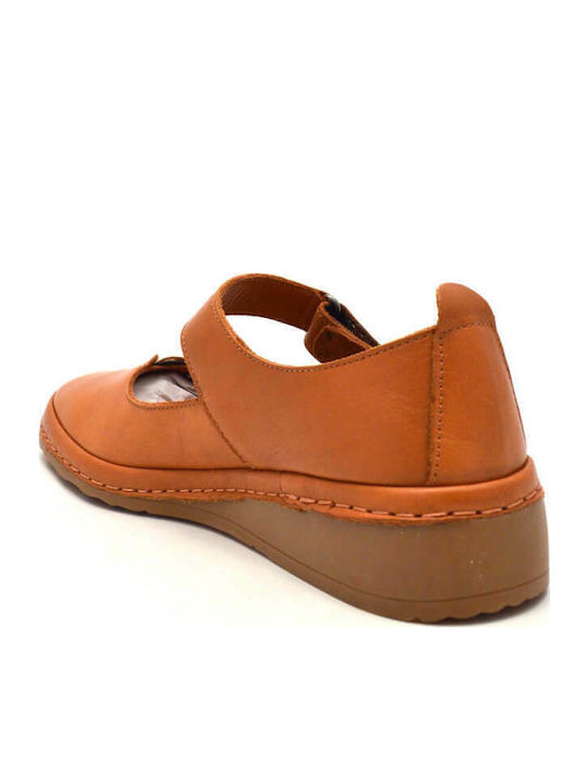 Lederne Damen Ballerinas in Tabac Braun Farbe