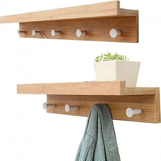 Etoile Agățător De Perete Din Lemn Cu 4 Compartimente Bej 49x10x12cm