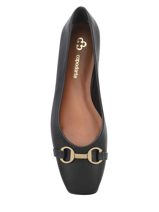 Leather Women's Pointed Toe Ballerina Shoes In Black Colour