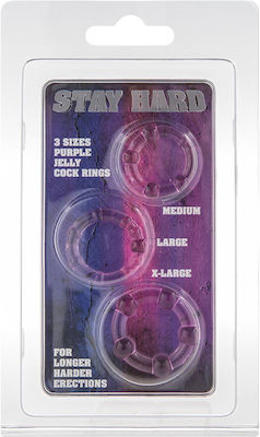 Seven Creations Stay Hard Cock Rings Purple 3pcs