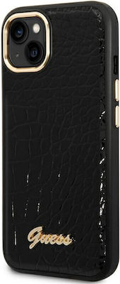 Guess Croco Collection Umschlag Rückseite Kunststoff Schwarz (iPhone 14 Plus) GUHCP14MHGCRHK