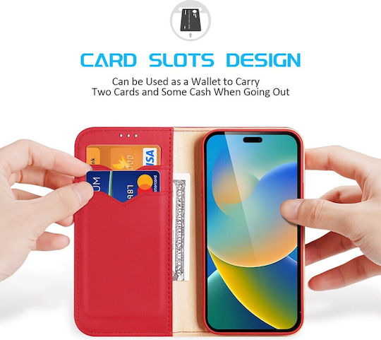 Dux Ducis Hivo Brieftasche Leder Rot (iPhone 14 Pro)