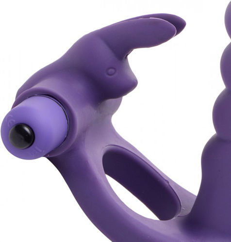 XR Frisky Double Delight Dual Penetration Vibrating Rabbit Cock Ring Вибриращ Пръстен Петел Лилав