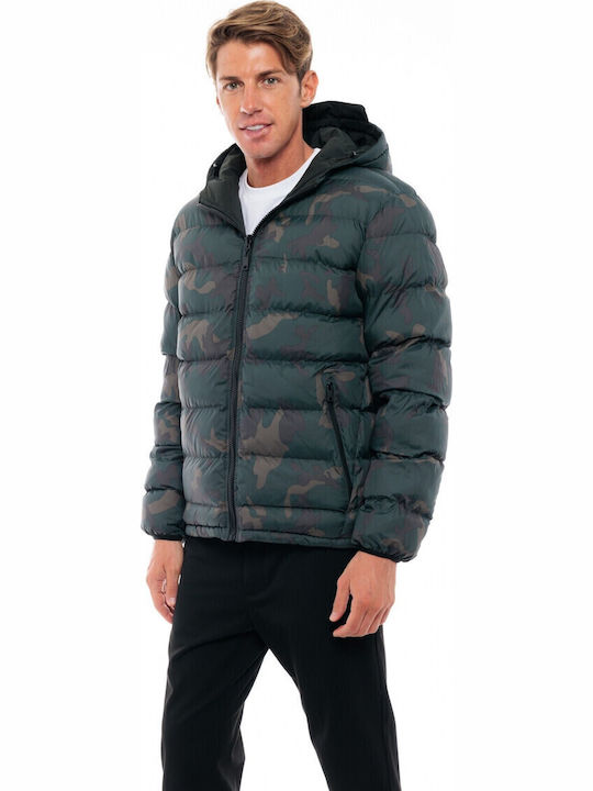 Зимно Мъжко Яке Puffer Двустранно Camo