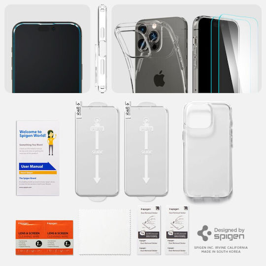 Spigen Liquid Crystal Back Cover Σιλικόνης / Tempered Glass 0.2mm Σετ με Τζαμάκι Διάφανο (iPhone 14 Pro)
