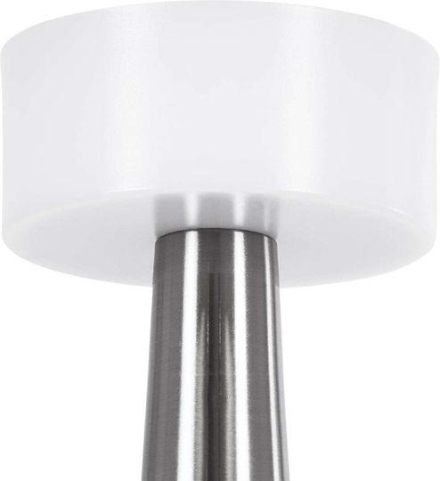 GloboStar Nanna Kunststoff Tischlampe LED mit Weiß Schirm und Silber Basis