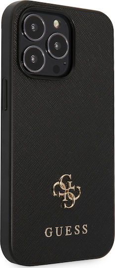 Guess Metal Logo Umschlag Rückseite Kunststoff Schwarz (iPhone 13 Pro)