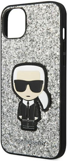 Karl Lagerfeld Glitter Flakes Ikonik Back Cover Σιλικόνης Ασημί (iPhone 14 Plus)
