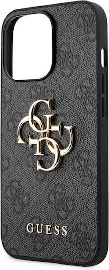 Guess Metal Logo Back Cover Δερματίνης Γκρι (iPhone 14 Pro)