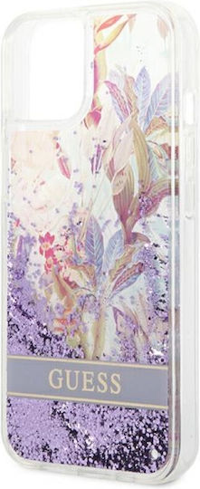 Guess Liquid Glitter Flower Back Cover Plastic Violet (iPhone 14 Plus)