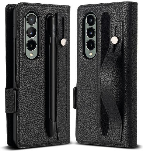 Ringke Signature Strap Задна корица Изкуствена кожа Черен (Galaxy Z Flip4)