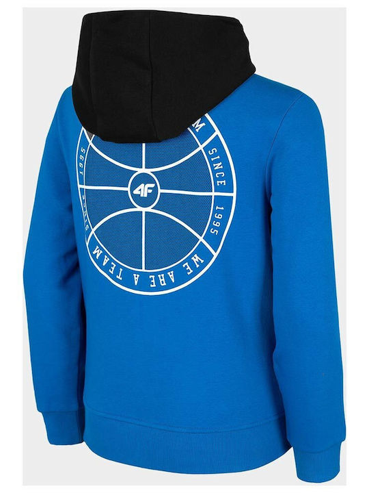 4F Boys Hooded Sweatshirt with Zipper Blue