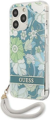 Guess Flower Strap Umschlag Rückseite Kunststoff Grün (iPhone 13 Pro Max) GUHCP13XHFLSN