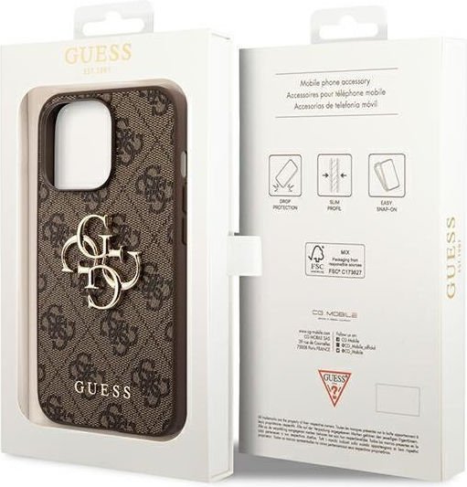 Guess Metal Logo Back Cover Πλαστικό Καφέ (iPhone 14 Pro)