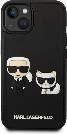 Karl Lagerfeld Ikonik Karl & Choupette Back Cover Plastic Black (iPhone 14 Plus)