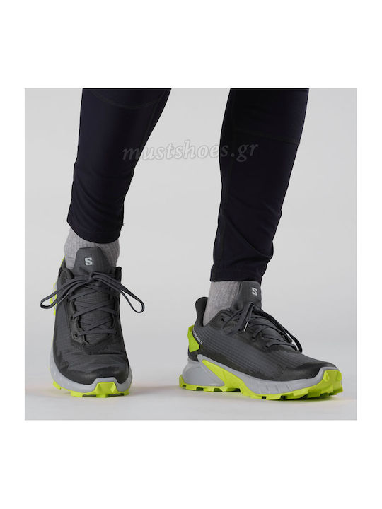 Alphacross 4 GTX Bărbați Pantofi sport Trail Running Impermeabile cu Membrană Gore-Tex Ebony / Albastru Perlat / Albastru Acid