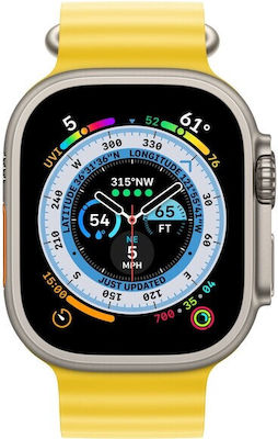 Apple Watch Ultra Titanium 49mm Waterproof with eSIM and Heart Rate Monitor (Yellow Ocean Band)