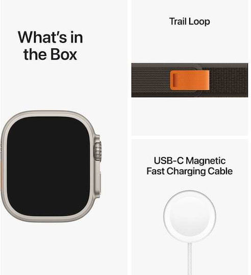 Apple Apple Watch Ultra Titanium 49mm Waterproof with eSIM and Electrocardiogram Black/Gray Trail Loop M/L