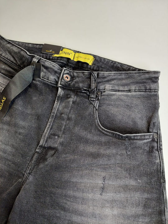 Elton G 222 Ανδρικό Παντελόνι Τζιν Ελαστικό με Slim Εφαρμογή Γκρι