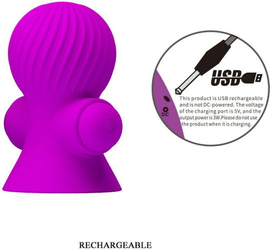 Pretty Love Stimulating Nipple Suckers 12 Modes Of Vibration Purple 2pcs