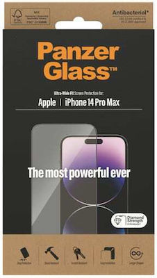 PanzerGlass Ultra-Wide Fit Antibacterial Full Face Tempered Glass Μαύρο (iPhone 14 Pro Max)