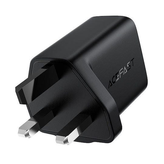 Acefast Φορτιστής Χωρίς Καλώδιο GaN με Θύρα USB-C 30W Power Delivery / Quick Charge 2.0 / Quick Charge 3.0 Μαύρος (A24 UK Plug)