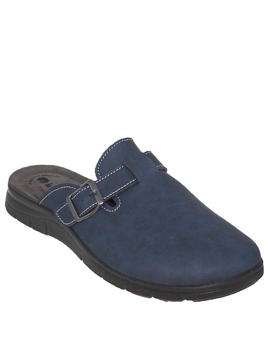 Inblu Men's Leather Slippers Blue