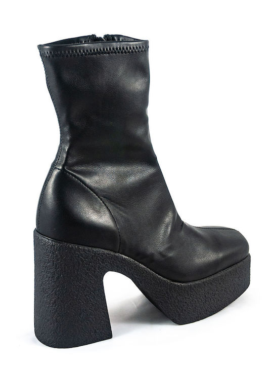 Leder Stiefeletten Damen Schwarz