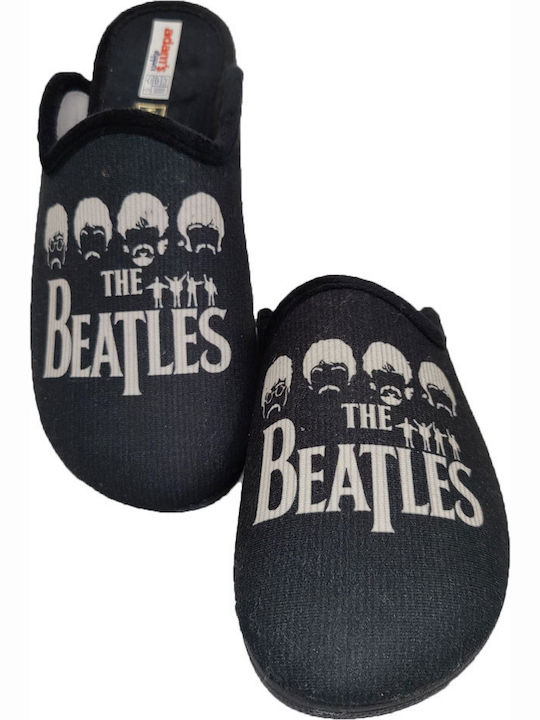 Beatles Men's Printed Slippers Black