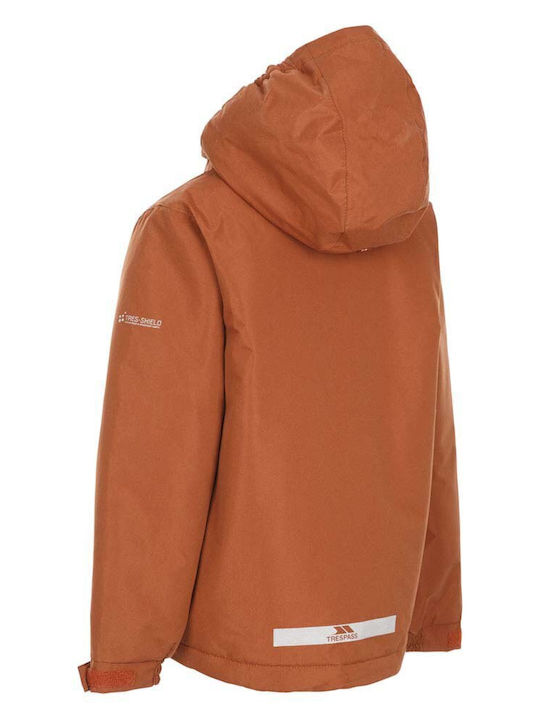 Wasserdicht Kinder Parka Lang mit Kapuze Braun