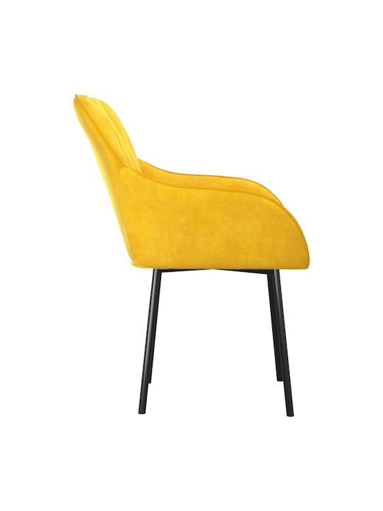 Dining Room Velvet Armchair Yellow 57x61x80cm 2pcs