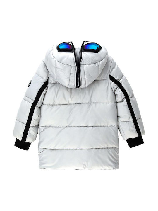 DCA2526B Kids Quilted Short Coat with Hood Grey