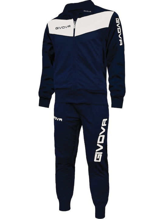 Tuta Visa Football Tracksuit Glossy with Elastic Navy Blue