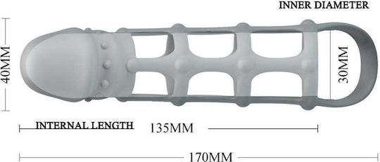 Pretty Love Stretchy Soft Silicone Penis Extension Sleeve Gray 17cm