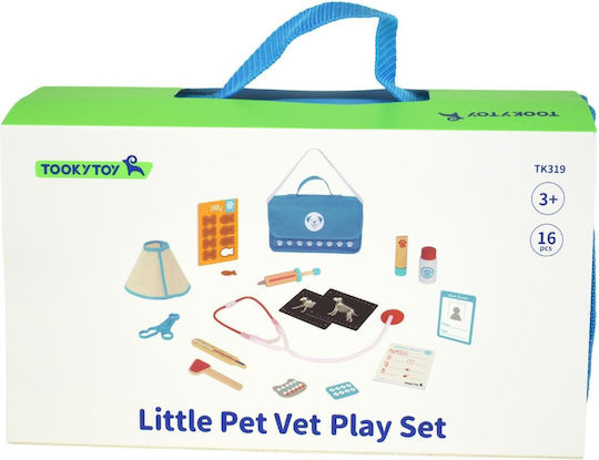 Tooky Toys Βαλιτσάκι Κτηνιάτρου από Ξύλο για 3+ Ετών 16τμχ