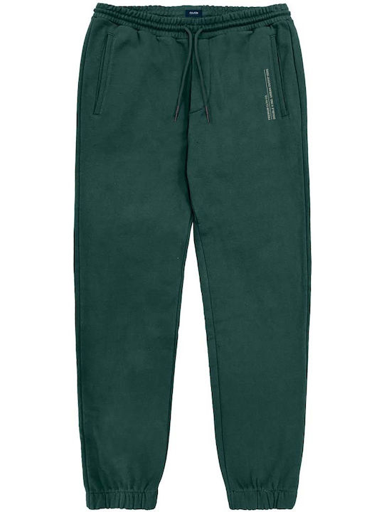 Double Men's Fleece Sweatpants with Rubber Forest Green