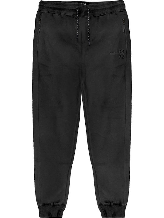 Double Men's Fleece Sweatpants with Rubber Black