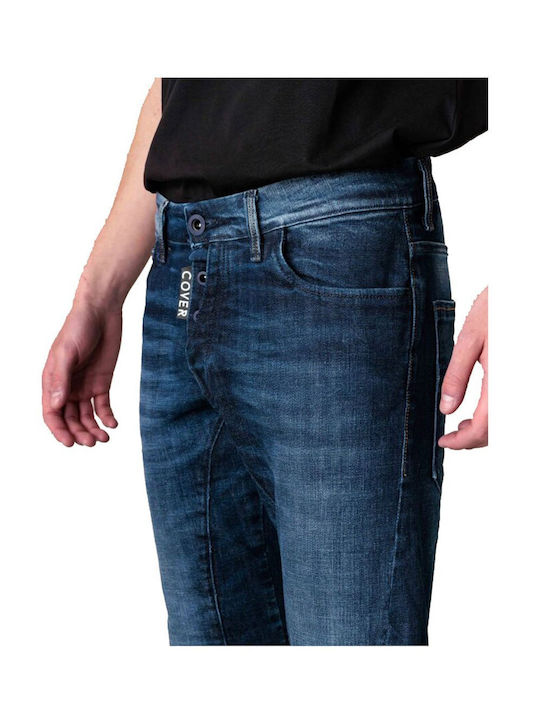 Ανδρικό Παντελόνι Τζιν Ελαστικό με Skinny Εφαρμογή Navy Μπλε