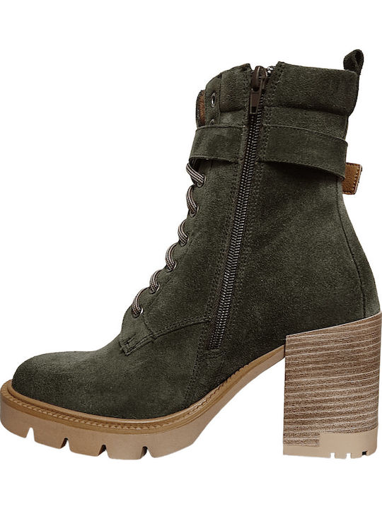 Wildleder Stiefeletten Damen Khaki