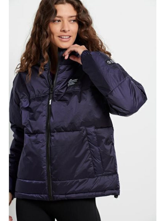 Women's Short Puffer Jacket for Winter Navy Blue