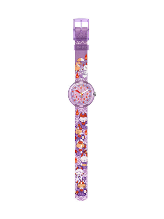 FlikFlak Yako Parade Analoge Kinderuhr Flieder mit Stoffarmband