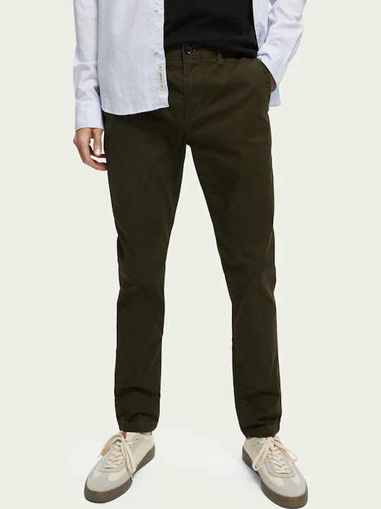 Mott Chino Elastic Trousers In Slim Fit Khaki