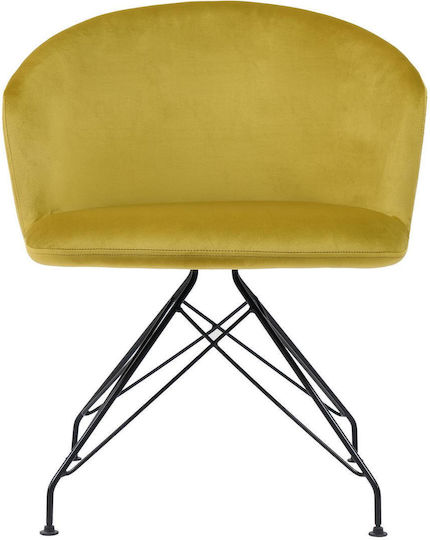 Johan Dining Room Velvet Chair Yellow 63x51x78cm