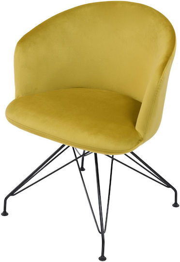 Johan Dining Room Velvet Chair Yellow 63x51x78cm