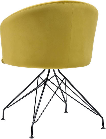 Johan Dining Room Velvet Chair Yellow 63x51x78cm