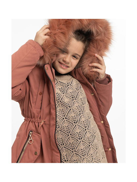 Kinderjacken & Winterjacken Parka Lang mit Futter & Kapuze Rosa